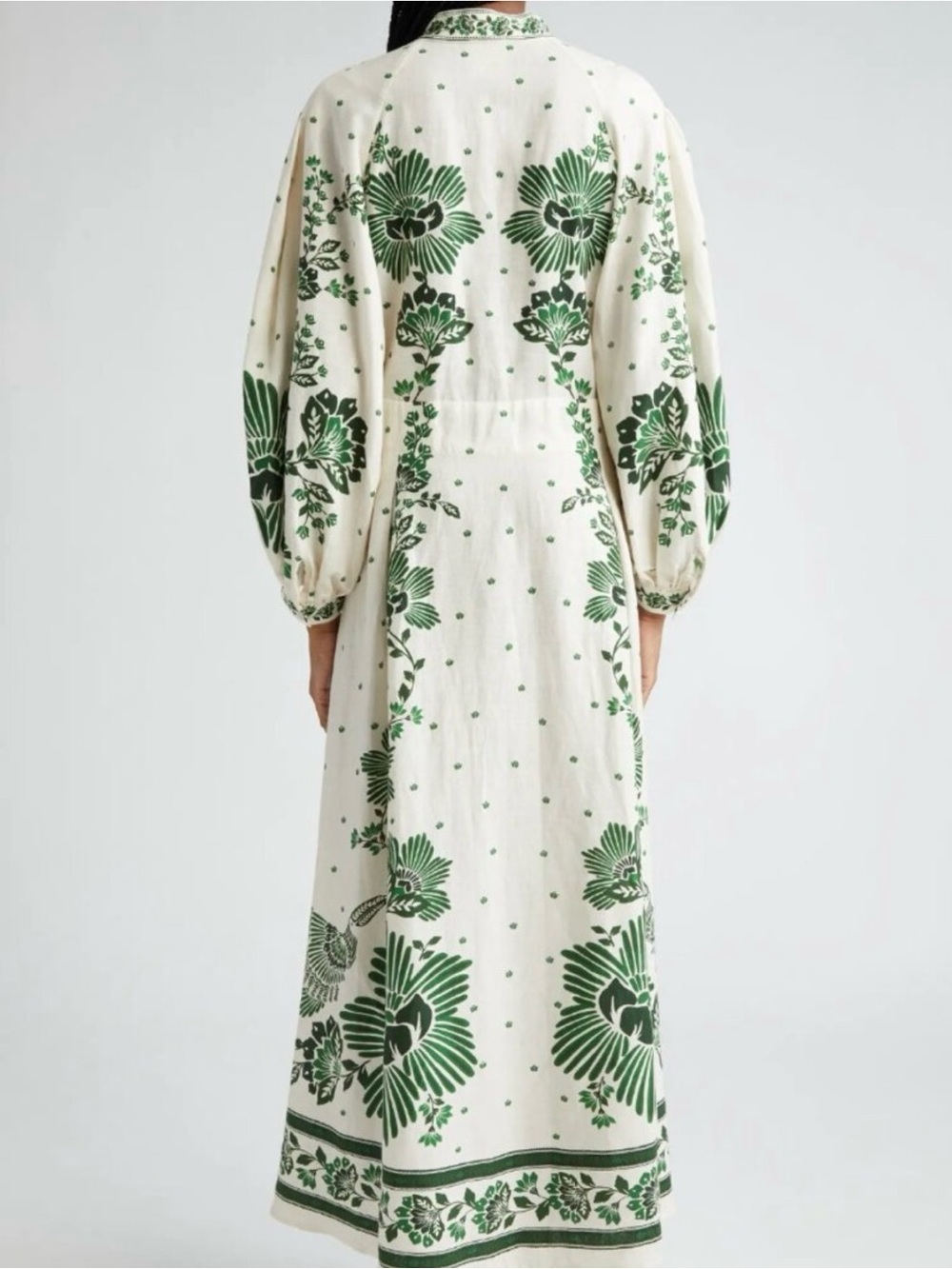 Farm Rio Forest Soul Long Sleeve Green and White Floral Maxi Dress - Picture 10 of 10